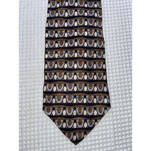 Vintage J.Blades Silk Tie Handmade Geometric Novelty USA 55" Neutral Earth Tones